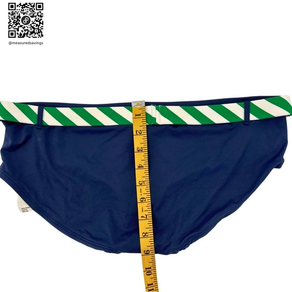 Size Large NWT Navy and Kelly Green Belted Bikini Bottoms by Anne Cole Signature - Picture 7 of 8